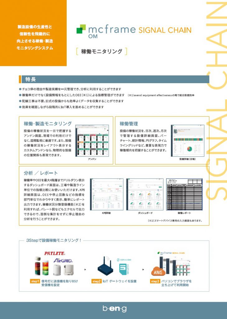 稼働・製造モニタリングシステム mcframe SIGNAL CHAIN OM 2