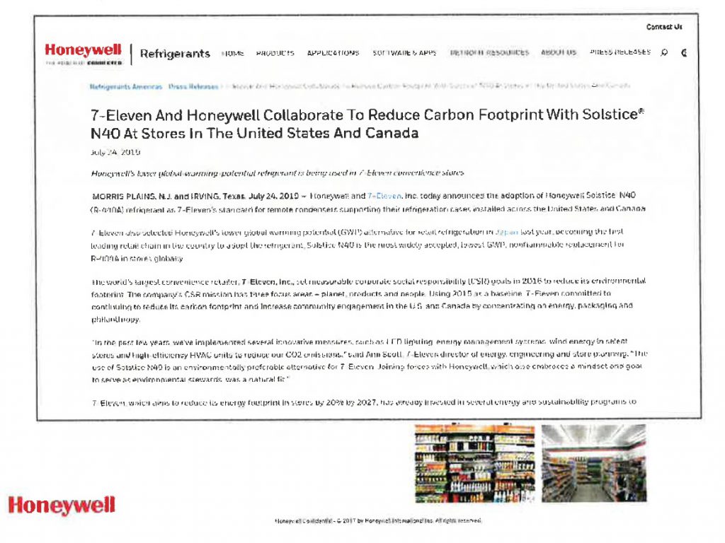 7-Eleven And Honeywell Collaborate To Reduce Carbon Footprint With Solstice N40 At Stores In The United States And Canada